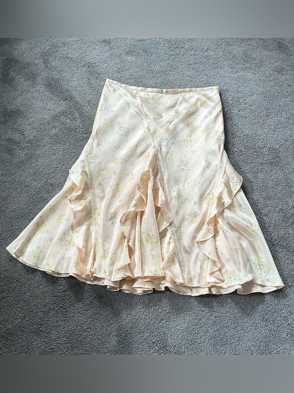 Polo Ralph Lauren Silk Ruffle Floral Skirt Y2K Cottagecore Fairycore Size 6